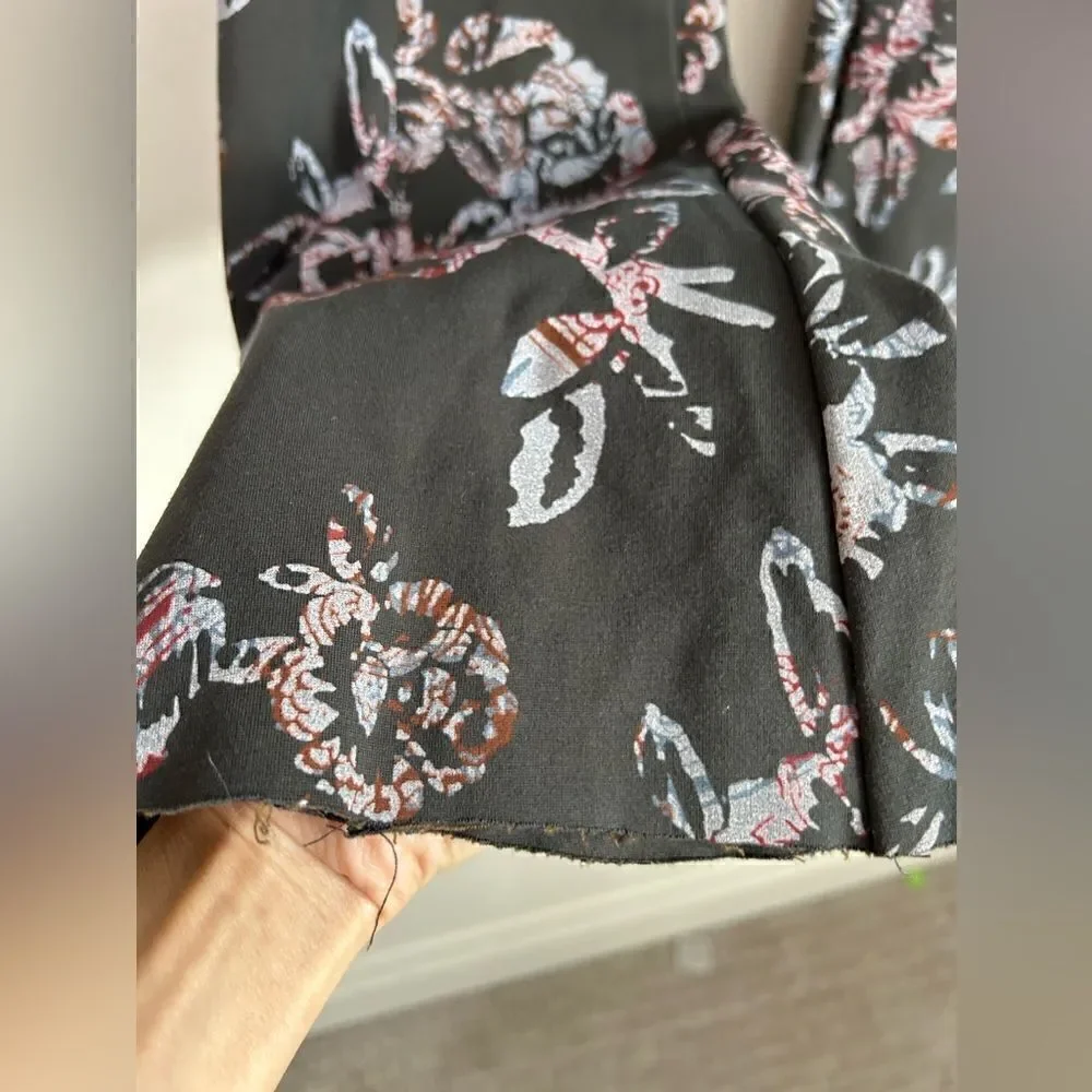 Free People Born To Be Wild Black Combo Stretch Ponte Bell Bottom - Picture 11 of 13